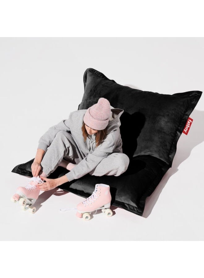 Fatboy Original Slim Bean Bag Velvet | Super soft | Washable outerbag | Pilling resistant | Hugh Hefner approved | Designed for indoor | Original Slim Velvet | 100% polyester | 155 x 120 cm - Black - Image 2